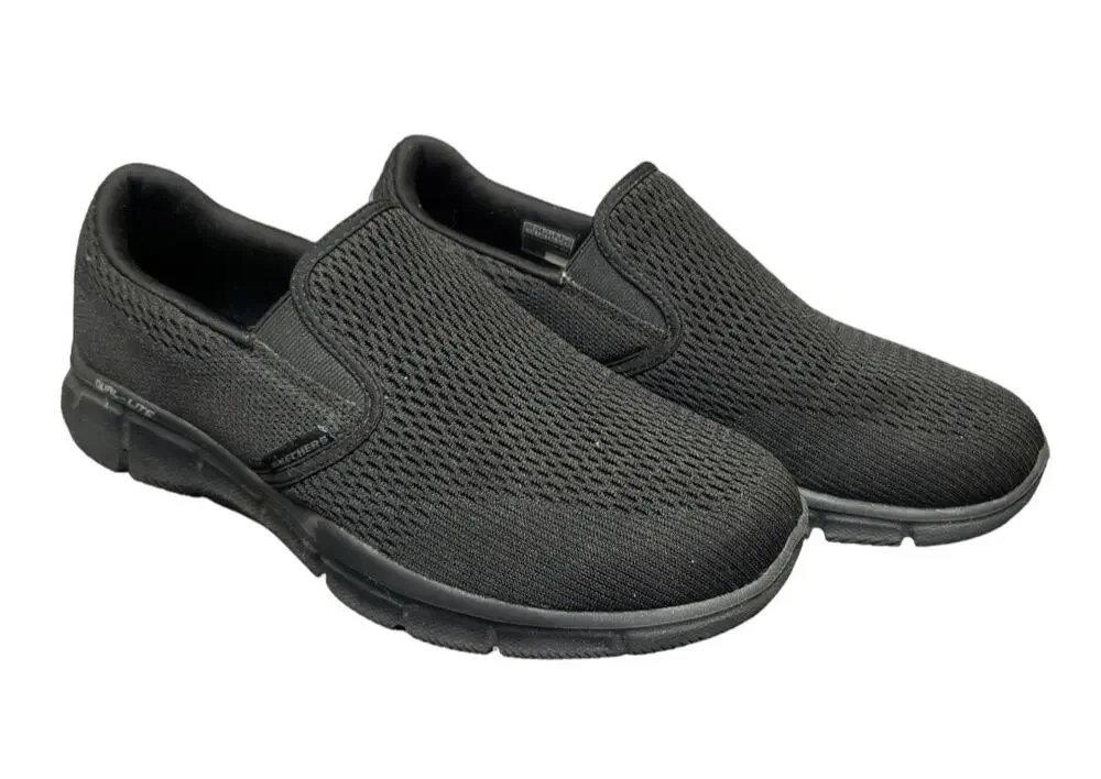 Skechers Equalizer Double Play Memory Foam Black Slip On Loafer Comfort Shoes